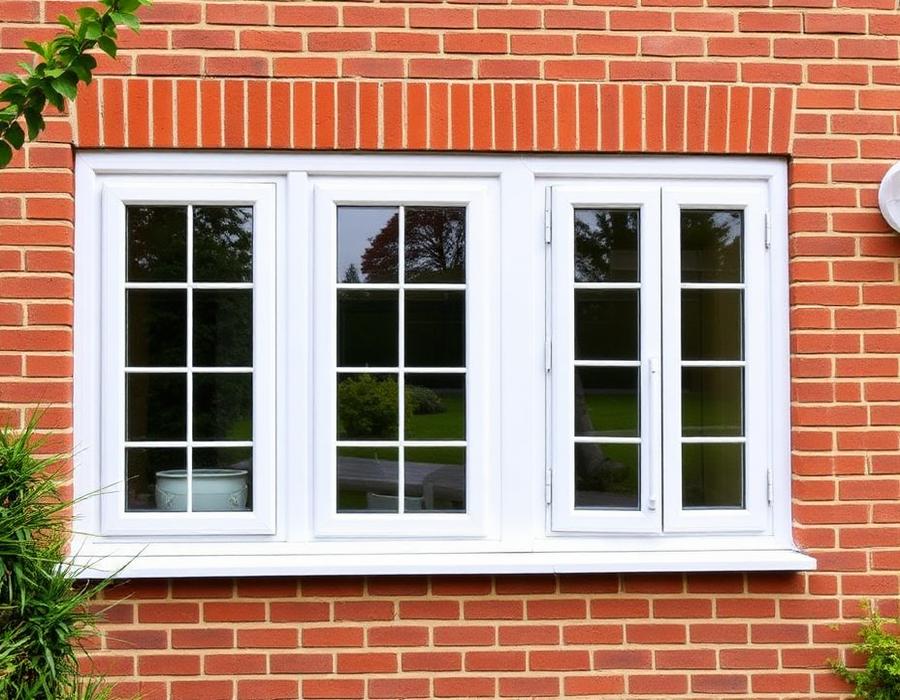 White uPVC casement windows in a red brick house